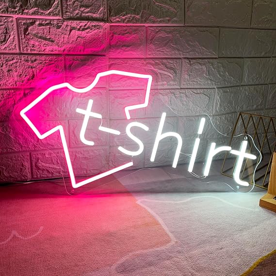 T-Shirt Neon Sign for Wall Decor Dimmable T-Shirt Led Lights, clothing store Decor Neon Signs Aesthetic Operated Light for Door Decorations, Clothing store Accessories Neon Sign 23.6IN