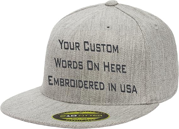 Custom Flexfit 210 Personalize Hat Add Your Own Text Embroidered Fitted Flatbill