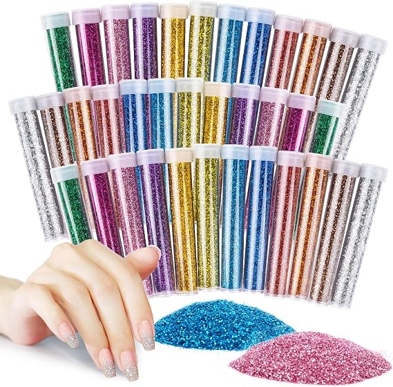 MAQIHAN 36 PCS Ultra Fine Glitter for Crafts - Glitter Powder Bulk Set