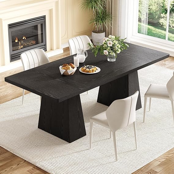 Rectangle Dining Table for 4-6 People,Wooden Table with Heavy Duty Legs