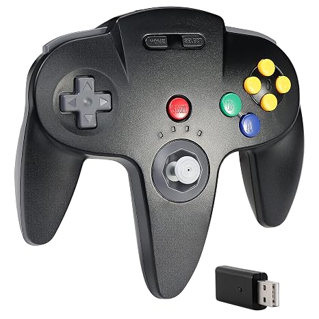 Wireless 2.4 GHz USB N64 Controller Made for Switch 1 & 2 Console (Black)