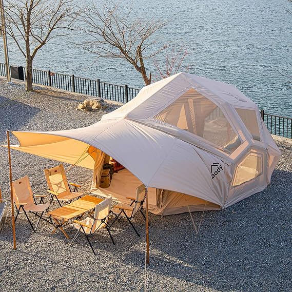 Coody Premium Inflatable Tent for Camping, Canvas Air Tent with Stove Jack